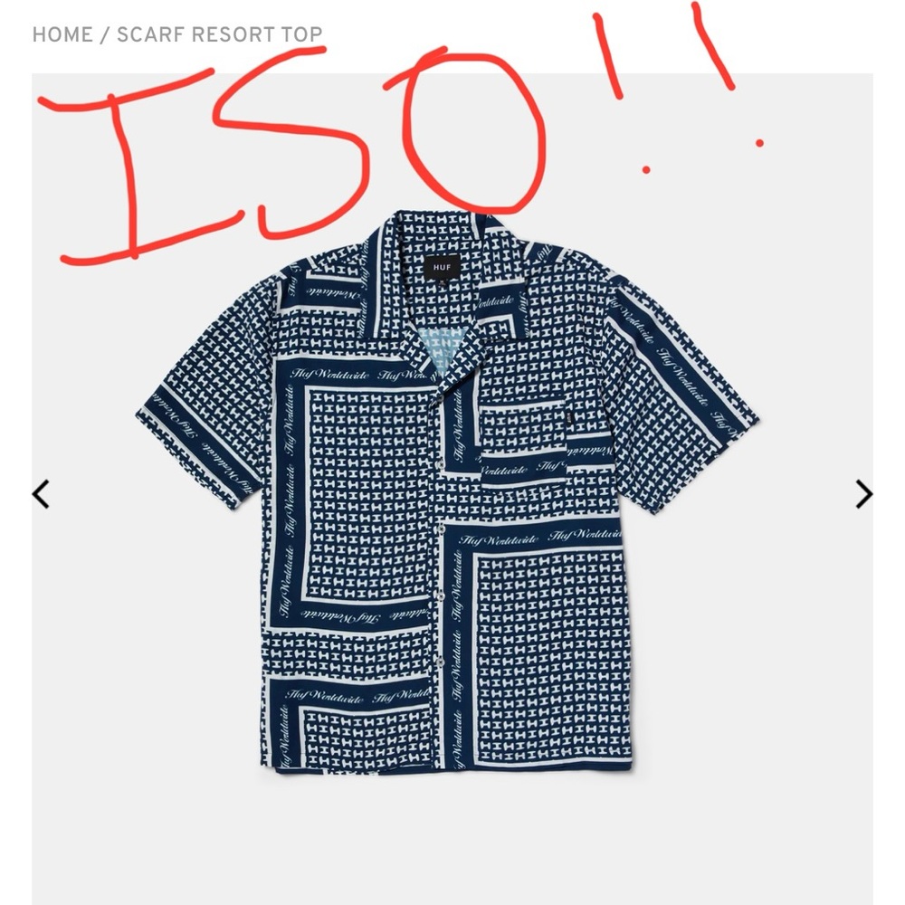 ⚠️ ISO⚠️: XL Huf Scarf Resort Button Up Shirt